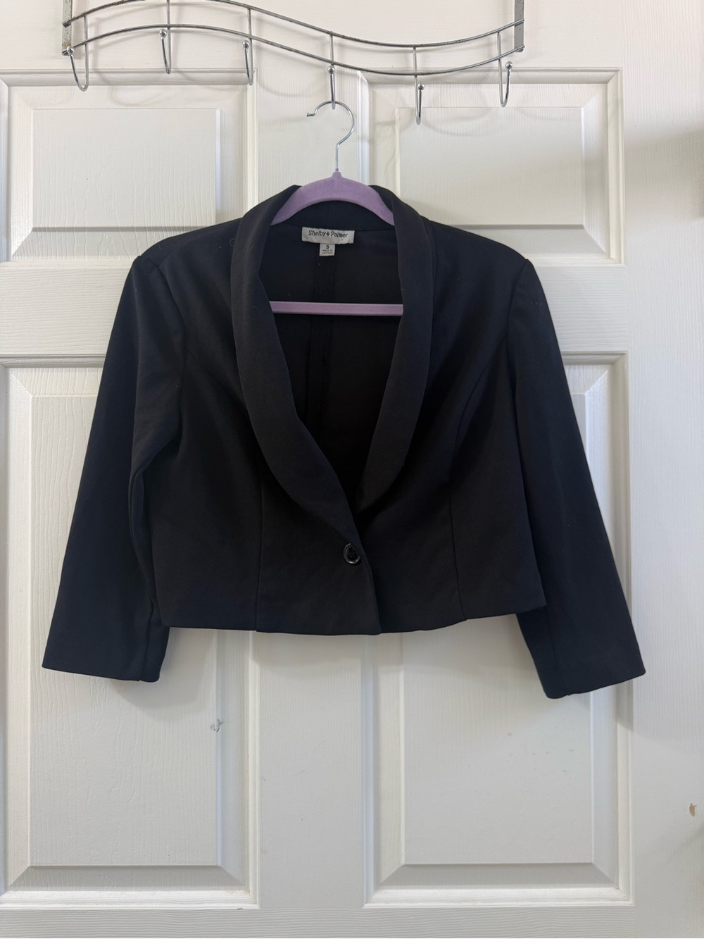 White House Black Market Black Cropped Shawl-Collar Blazer
